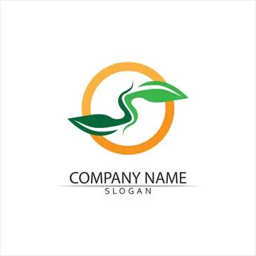 Tree leaf vector and green logo design friendly concept Illustrazione stock