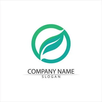Tree leaf vector and green logo design friendly concept Illustrazione stock