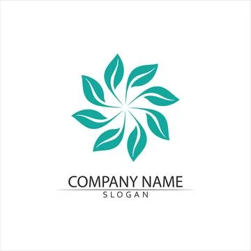 Tree leaf vector and green logo design friendly concept Illustrazione stock