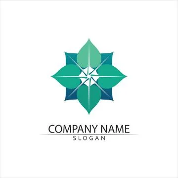 Tree leaf vector and green logo design friendly concept Illustrazione stock