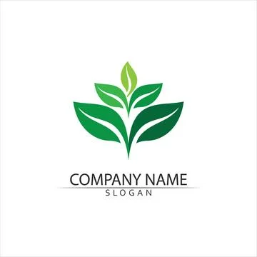 Tree leaf vector and green logo design friendly concept Illustrazione stock