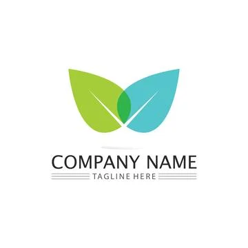 Tree leaf vector and green logo design friendly concept Illustrazione stock