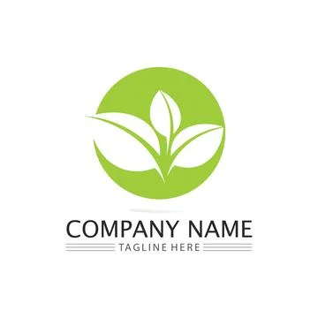 Tree leaf vector and green logo design friendly concept Illustrazione stock