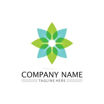 Tree leaf vector and green logo design friendly concept Illustrazione stock
