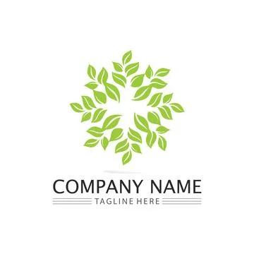 Tree leaf vector and green logo design friendly concept Stock Illustration