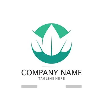 Tree leaf vector and green logo design friendly concept Illustrazione stock