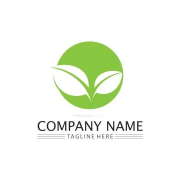 Tree leaf vector and green logo design friendly concept Illustrazione stock