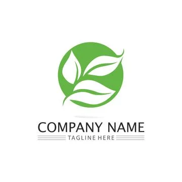 Tree leaf vector and green logo design friendly concept Illustrazione stock