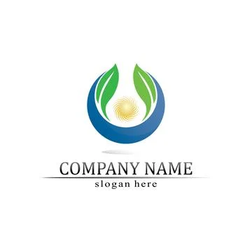 Tree leaf vector and green logo design friendly concept Illustrazione stock