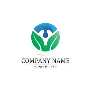 Tree leaf vector and green logo design friendly concept Illustrazione stock