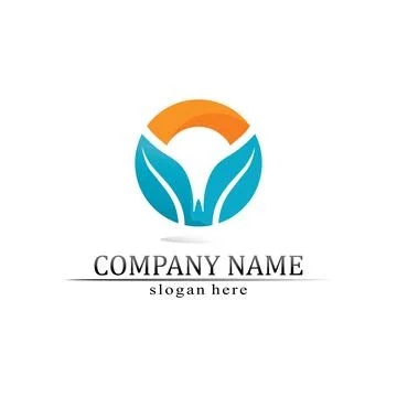 Tree leaf vector and green logo design friendly concept Illustrazione stock