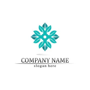 Tree leaf vector and green logo design friendly concept Illustrazione stock