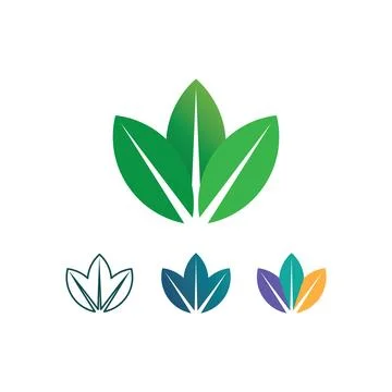 Tree leaf vector and green logo design friendly concept Illustrazione stock