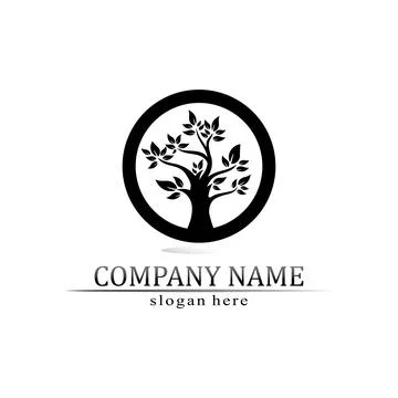 Tree leaf vector and green logo design friendly concept Illustrazione stock