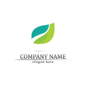 Tree leaf vector and green logo design friendly concept Illustrazione stock