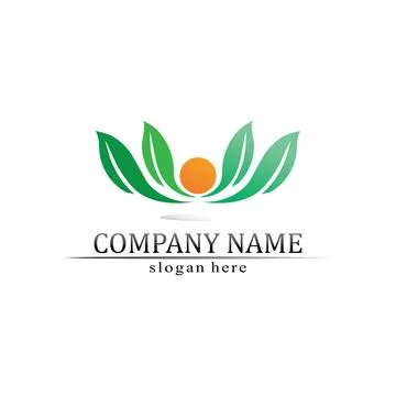 Tree leaf vector and green logo design friendly concept Stock Illustration