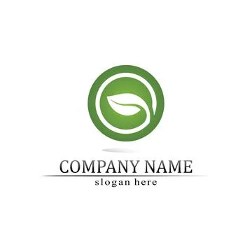 Tree leaf vector and green logo design friendly concept Illustrazione stock
