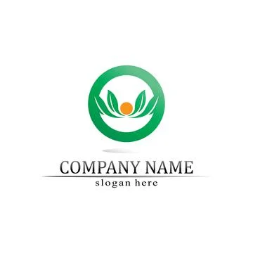 Tree leaf vector and green logo design friendly concept Stock Illustration