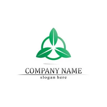 Tree leaf vector and green logo design friendly concept Illustrazione stock