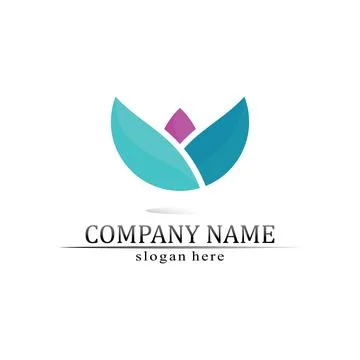 Tree leaf vector and green logo design friendly concept Illustrazione stock