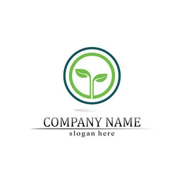 Tree leaf vector and green logo design friendly concept Illustrazione stock