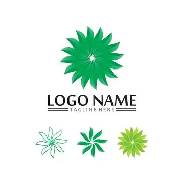 Tree leaf vector and green logo design friendly concept Illustrazione stock