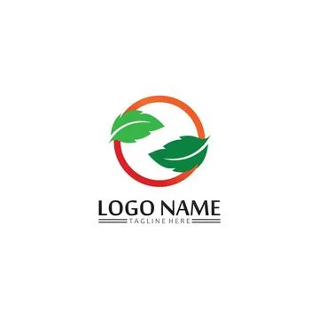 Tree leaf vector and green logo design friendly concept Illustrazione stock