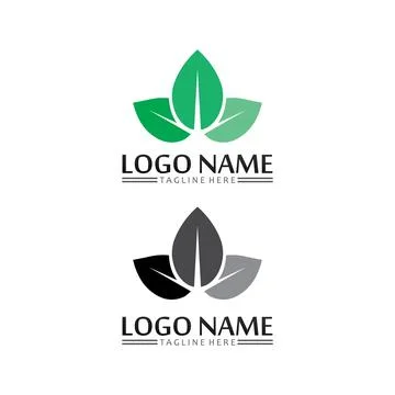 Tree leaf vector and green logo design friendly concept Illustrazione stock