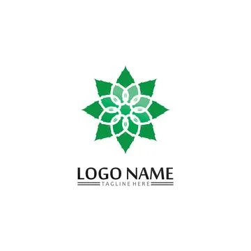 Tree leaf vector and green logo design friendly concept Illustrazione stock