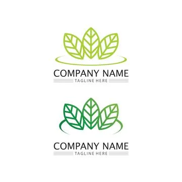 Tree leaf vector and green logo design friendly concept Illustrazione stock