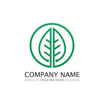 Tree leaf vector and green logo design friendly concept Illustrazione stock