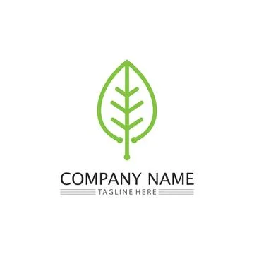 Tree leaf vector and green logo design friendly concept Illustrazione stock