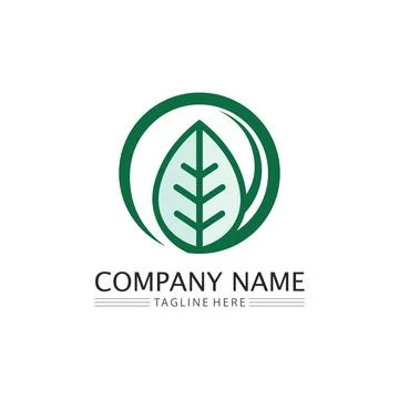 Tree leaf vector and green logo design friendly concept Illustrazione stock