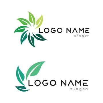 Tree leaf vector and green logo design friendly concept Illustrazione stock