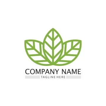 Tree leaf vector and green logo design friendly concept Illustrazione stock
