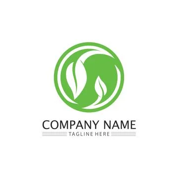 Tree leaf vector and green logo design friendly concept Illustrazione stock