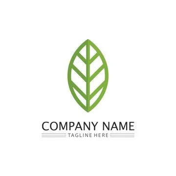 Tree leaf vector and green logo design friendly concept Illustrazione stock