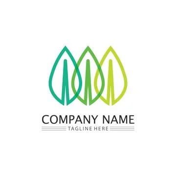 Tree leaf vector and green logo design friendly concept Illustrazione stock