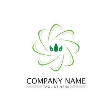 Tree leaf vector and green logo design friendly concept Illustrazione stock