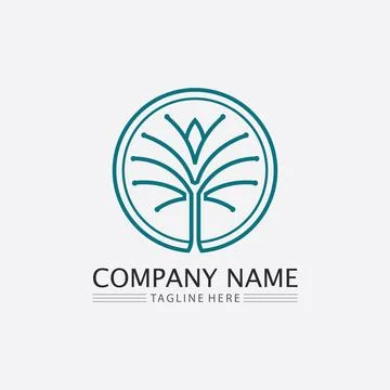 Tree leaf vector and green logo design friendly concept Illustrazione stock
