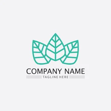 Tree leaf vector and green logo design friendly concept Illustrazione stock