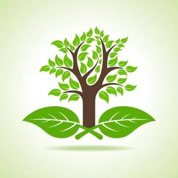 Tree on the leaf- vector illustration Stock Illustration