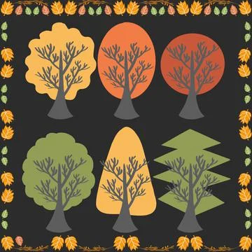 Tree, leaf, vector, nature, autumn, branch, design, illustration, silhouette, sp Stock Photos