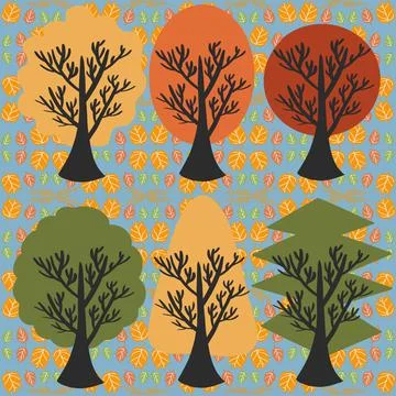 Tree, leaf, vector, nature, autumn, branch, design, illustration, silhouette, sp Foto stock