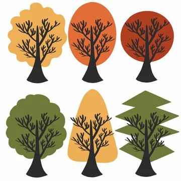 Tree, leaf, vector, nature, autumn, branch, design, illustration, silhouette, sp Stock Photos