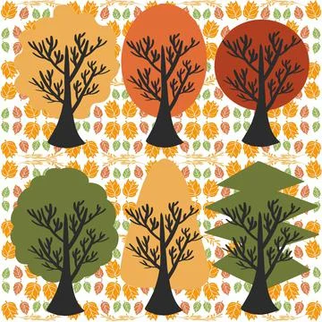 Tree, leaf, vector, nature, autumn, branch, design, illustration, silhouette, sp Stock Photos