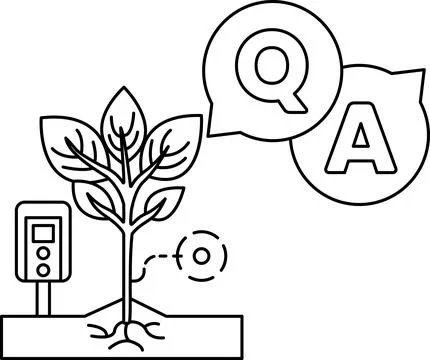 A tree with a leafy branch and a QA sign above it Ilustração Stock