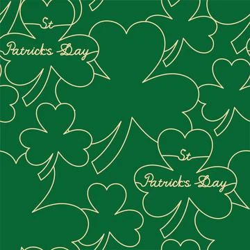 Tree leaves clover with Text St Patrick's Day seamless pattern Illustrazione stock