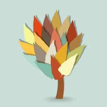 Tree with leaves on cold background Stock Illustration