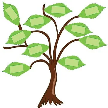 Tree with leaves that contain a label each Stock Illustration